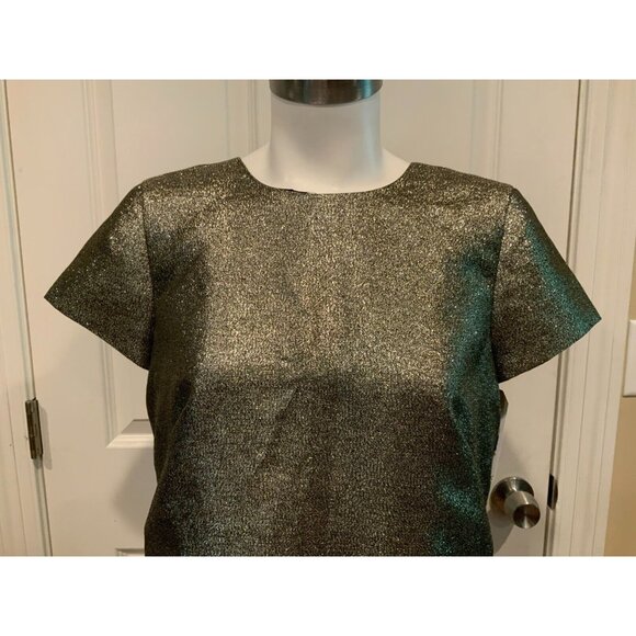 Madewell Metallic Gold Short Sleeve Shift Dress W/ Pockets, Size 2 (US) - Picture 2 of 8